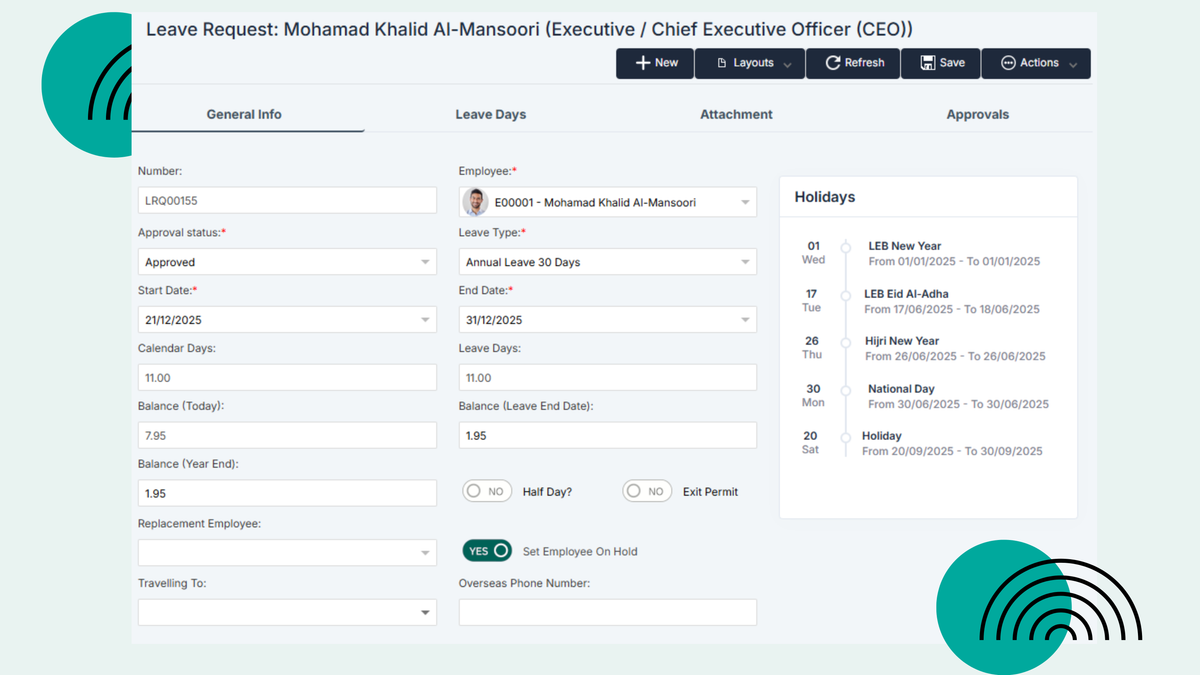 Leave Management – Swipe up Technology